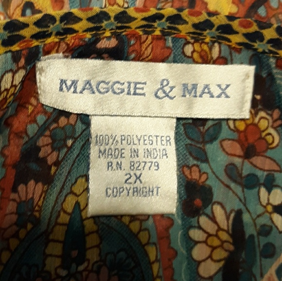 MAGGIE & MAX SHEER FALL BLOUSE/TUNIC, 2X - Picture 4 of 6